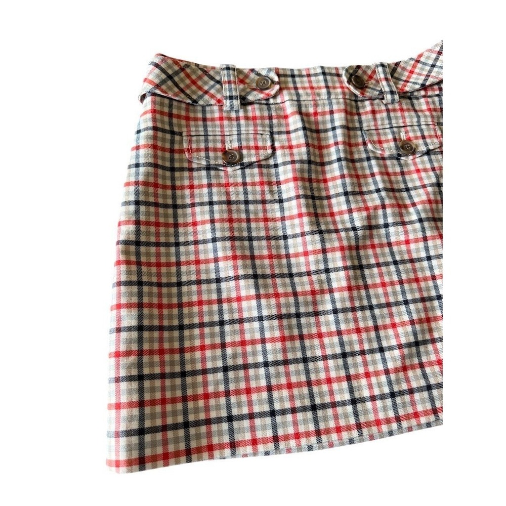 J. Crew Skirt Womens 6 Red Navy Cream Plaid Mini Preppy Workwear wool patriotic - Picture 6 of 9